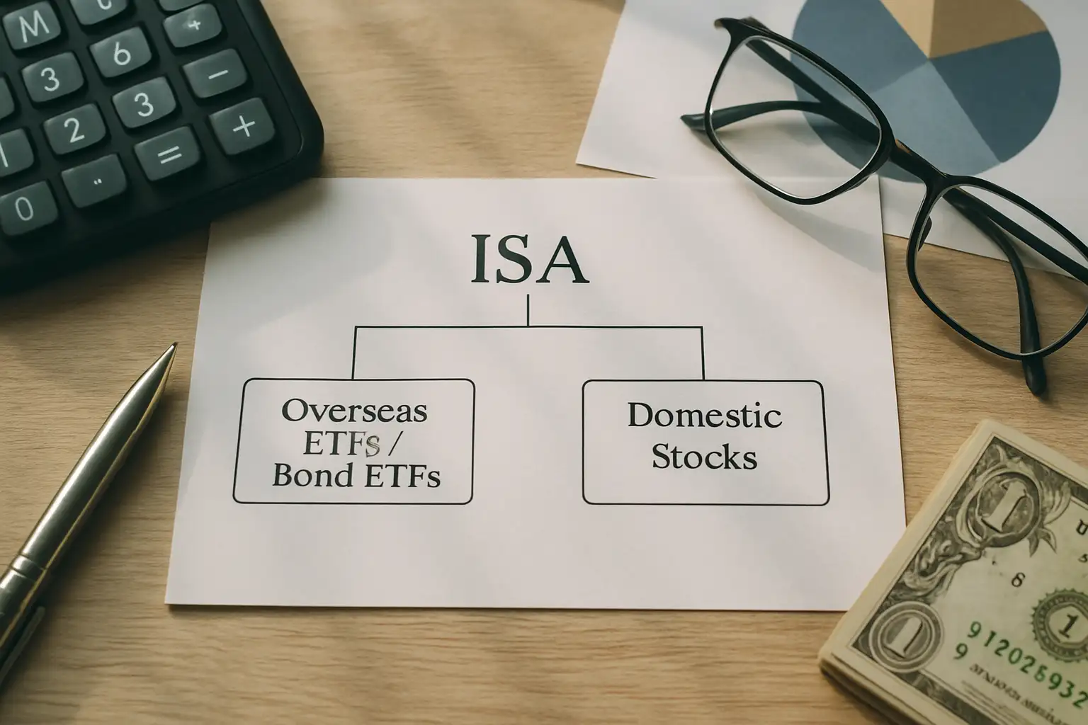 ISA 계좌 내 자산 배치 전략 예시 — 해외 ETF·채권 ETF를 ISA에, 국내 주식을 일반 계좌에 두는 구조 도식